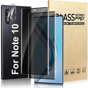 [2+2 Pack] For Samsung Note 10 Privacy Screen Protector With Camera Lens Protector, Anti Spy Anti-Scratch,9H Tempered Glass,Compatible Fingerprint,High Responsive,For Samsung Note 10 6.3 Inch