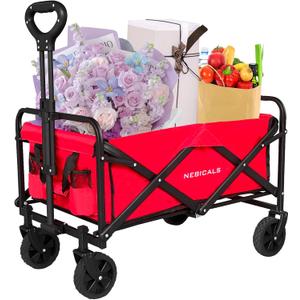 Small Wagon Carts Collapsible/Folding/Foldable/for Apartment/Grocery/Travel/Camping/Shopping/Outdoor/Lightweight & Portable