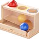Dailyfunn Montessori Toys Object Permanence Box, Ball Tracker Drop Push Toy for Boy Girl Baby Toddler Kid Preschooler 1-3 Years Old
