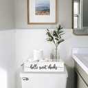 PZJIEAN Funny 2 Sides Hello Sweet Cheeks White Bathroom Decor Box with Handle, Farmhouse Bathroom Decor Box for Toilet Paper, Back of Toilet Organizer