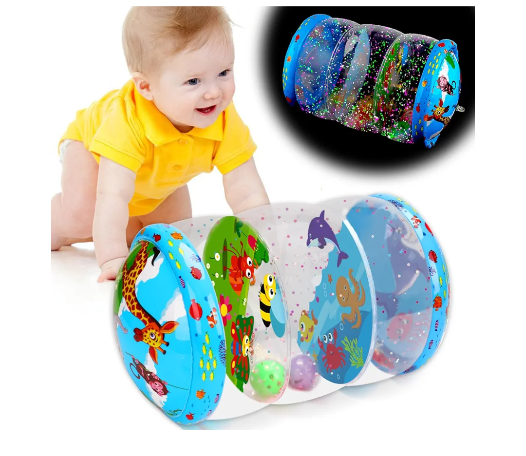 Crawling & Walking Baby Toys 6-12 Months Glowing Jumbo Inflatable Rolling Infant Toy 7 8 9 10 12-18 Month Old Tummy Time Development Toys for 1 2 Year Old Boy Girl Valentine Birthday Easter Gifts