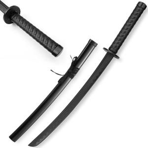 Polypropylene Katana Sword with ABS Sheath Black Japanese Training Samurai Sword Katana Training Martial Practice Blunt Longsword for Men Women Cosplay Full Length 80 cm
