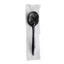 Boardwalk Disposable Plastic Soup Spoons, Case of 1,000, Individually Wrapped, Black Polystyrene Silverware, Heavyweight Design