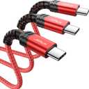 JSAUX 3-Pack USB C to USB C Cable 100W [10ft/6.6ft/3.3ft] Compatible with iPhone 17 Air 16 15 Pro Max Samsung Galaxy S25 S24 CarPlay iPad Pro, Type C to C Charger Cable Fast Charging - Red