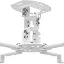 WALI Projector Ceiling Mount, Universal Low Profile Projector Mount with Retractable Arms and Multiple Adjustment Function (PM-002-W), White