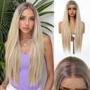 testar Blonde Lace Front Wig 13x6 HD Lace Wig Ready to Wear Glueless Straight Lace Wig for White Women Natural Looking Synthetic Heat Resistant Fiber Wig (30 Inch)