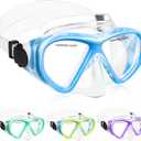 ACQCES Kids Swim Goggles Snorkel Diving Mask for Boys Girls Ages 5-15, Two-Color Anti-Fog Swimming Goggles with Nose Cover