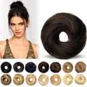 Messy Bun Hair Piece Human Hair Scrunchies 100% Human Hair, Messy Bun Hair Scrunchie Real Hair Bun Tousled Updo Chignons Stretchy Fluffy for Women Girls (Dark Brown) (3.5 Inch)