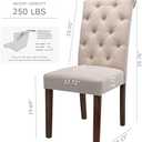 COLAMY Tufted Upholstered Dining Chairs Set of 2, Accent Parsons Chairs with Solid Wood Legs and Padded Seat, Beige