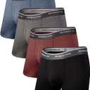 BAMBOO COOL Men's Underwear Boxer Briefs Soft Breathable Underwear (4 Pack) Medium