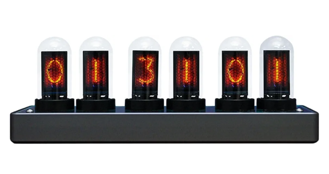 Adventurers IPS Nixie Tube Clock, Creative Electronic DIY Nixie Tube Clock Simulation with 6-Bit IPS LCD Screen,12/24 Hours, RGB Backlit Desktop Decoration,Gifts for Decorating Rooms and Desks