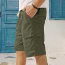 Mens Cargo Shorts Casual Drawstring Elastic Waist Corduroy Summer Beach Shorts with Pockets (White, XL)