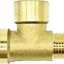3 Way 1/2 NPT Tee Brass Pipe Fittings 1/2" Female  1/2" Female  1/2" Male Hose Fitting Barstock Tee Adapter Tube Fitting(1 PCS)