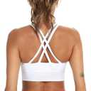RUNNING GIRL Sports Bras for Women High Support, Criss-Cross Back Strappy Sports Bras for Women with Sewn in Pads(WX3081_White_M)
