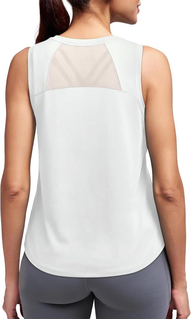 Tank Tops for Women Open Back High Neck Workout Tops Running Athletic Shirts Gym Clothes Yogo Outfits Fitness Clothing (Large)