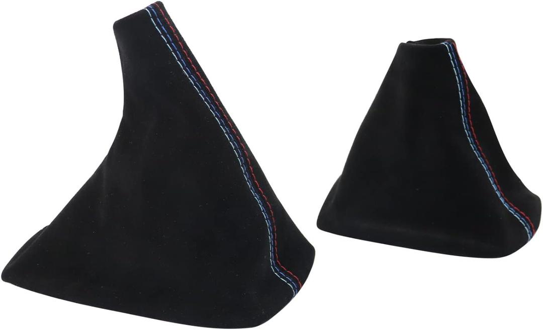 Priprilod Black Faux Suede Shift & E Brake Boots Black Compatible with BMW 3 Series E36 1991-1998 Compatible with E46 1999 2000 2001 2002 2003 2004 2005