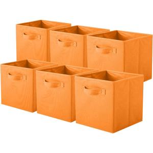 ShellKingdom Foldable Fabric Storage Cubes and Cloth Organizer Drawer for Closet and Toys, 6 Pack (Orange)