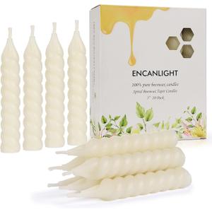 5 Inch Spirat Tapared Candles 10 Pack,0.78" Diameter Ivory Naturel Bee Candles Candlestick,7 Hours Long Lasting Smokeless and Unscented for Home Decoration