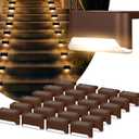 pearlstar Solar Deck Lights Outdoor,24 Pack Solar Deck Lights Outdoor Waterproof Led,for Stairs,Step,Fence,Yard,Patio,Driveway,Pathway,Yard,Backyard and Garden(Brown)