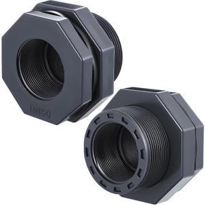 Maasechs 2 Pcs 2 Inch Bulkhead Fitting PVC Water Tank Connector Plumbing Pipe Threaded Bulkhead Fitting NPT for Rain Barrels, Water Tanks, Aquariums, Tubs, Pools
