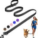 Kazazoo Hands-Free Dog Leash Adjustable Length 5-8Ft, Waist for Dog Walking, Running for Small &Medium Dogs with Reflective Strips, Ballistic Nylon, Waist Belt, Lightweight Black