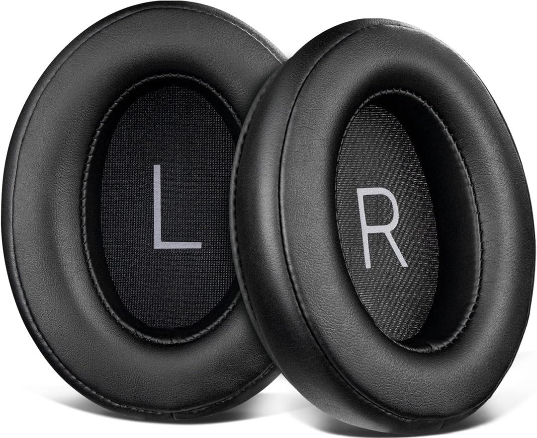 SOULWIT Earpads Replacement for Sennheiser Momentum 3 Wireless Noise Cancelling Over/Around-Ear Headphones, Ear Pads Cushions with Soft Protein Leather, Noise Isolation Memory Foam - Black
