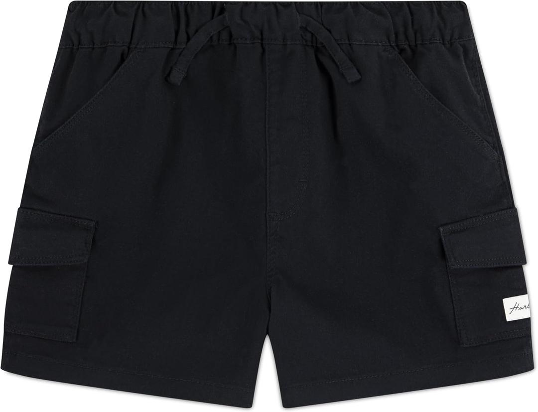 Hurley Girls' Pull on Cargo Shorts (Black, L)