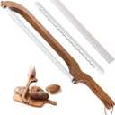 Sourdough bread knife,Bread Slicer for Homemade Bread,Adjustable blade tightness for Even Slicing, Serrated knife,Wooden Bread cutter with Bow Design (3, brown)