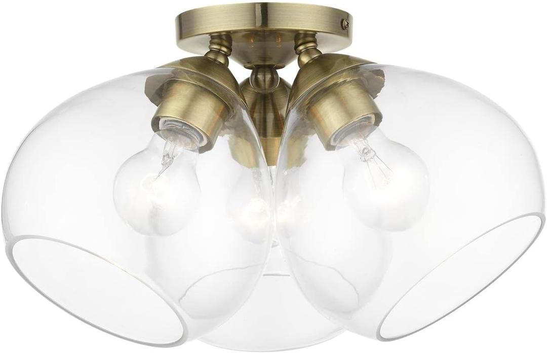Livex Lighting, 46502-01, Catania, Semi-Flush, Antique Brass