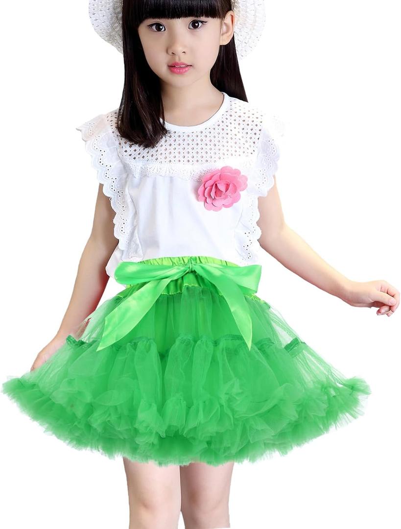 Girl's Lightweight Tutu Skirt Princess Puffy Skirt Layered Ballet Dance Skirt(Green,L) (Green, L)