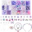 FASHEWELRY 876Pcs Purple Acrylic Pony Beads Cute Gummy Beads Kawaii Clear Beads Assorted Star Heart Bowknot Beads Bulk for Bracelets Necklaces Hair Band Jewelry Making