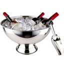 Large Ice Bucket 13L Stainless Steel Champagne Bowl Ice Bucket with Ice Scoop Semicircle Drink Tub with Integrated Base Silver Beverage Tub for Parties, Cocktail Bar, Chilling Wine (1 Pack-Silver)