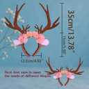 Christmas Reindeer Antlers Headband, Fluffy Tail, Face Stickers Cosplay Animal Dress Up