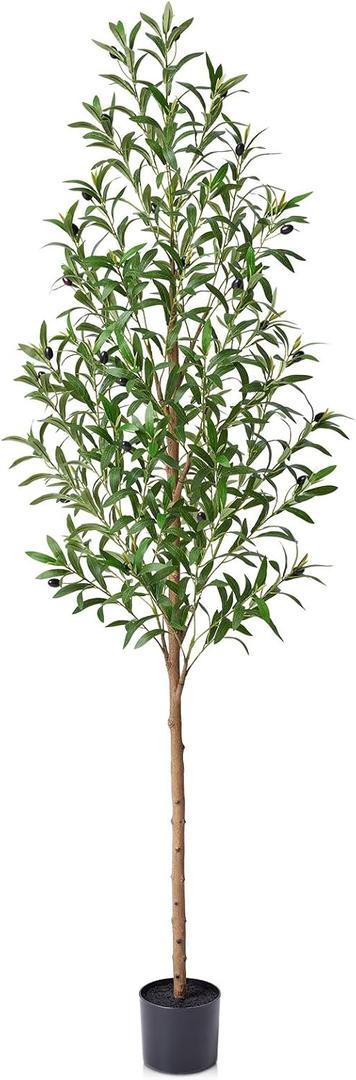 VeriNatural 6FT Artificial Olive Tree Indoor – Real Wood Trunk Tall Faux Olive Tree, Large Fake Potted Plant for Home Decor Living Room& Office Decor,VN245