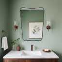 ANDY STAR Brushed Bronze Asymmetrical Mirror, 24"x36" Bathroom Mirror with Premium Stainless Steel Thin Frame, Antique Butterfly-Inspired Designer Mirror, Ideal for Bathroom, Powder Room, Entryway