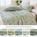 QSH 100% Cotton Oversized King Quilt Bedspread Bedding Set(128"x120"),3Pcs Extra Wide Green Floral Quilt Flower Bird Butterfly Printed Bedspread Coverlet Oversized King Lightweight Soft Bedding Set