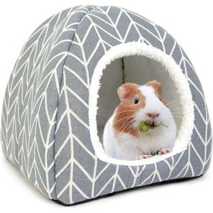 Guinea Pig Hideout Bed Dwarf Rabbit House Cave Accessories Cozy Hide-Out for Little Bunny Hedgehog Ferret Chinchilla&Other Small Animals (Grey)