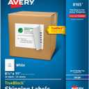 Avery Full-Sheet Printable Shipping Labels, 8.5" x 11" Customizable Stickers, White, 25 Blank Mailing Labels, Great for Mailing, Shipping, Organizing, and More (8165)