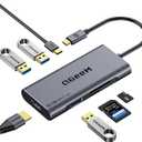 USB C Hub, QGeeM USB 4k to HDMI Adapter, 7 in 1 USB-C Dongle with 100W PD,USB 3.0, Card Reader, Compatible for MacBook iPhone 15/17 Ipad Pro max,Chromebook Laptop USB Type C Dock-Grey