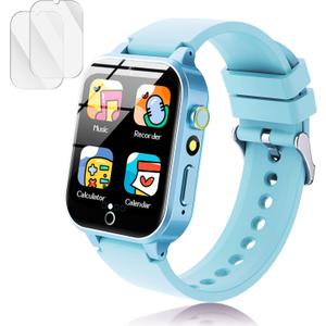 Luyiilo Smart Watch for Kids, with 26 Puzzle Games, Touch Screen, HD Camera, Alarm Clock, Toys for Ages 4-12 Years Old.Birthday Gift for Boys Girls (Soft Blue)