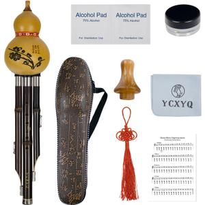 bB Key - 3 Tone Hulusi Handmade Chinese Yunnan Purple Bamboo Professional Cucurbit Flute Yunnan Zizhu Hulusi Chinese Musical Instrument Suitable for Students Beginners Aldults