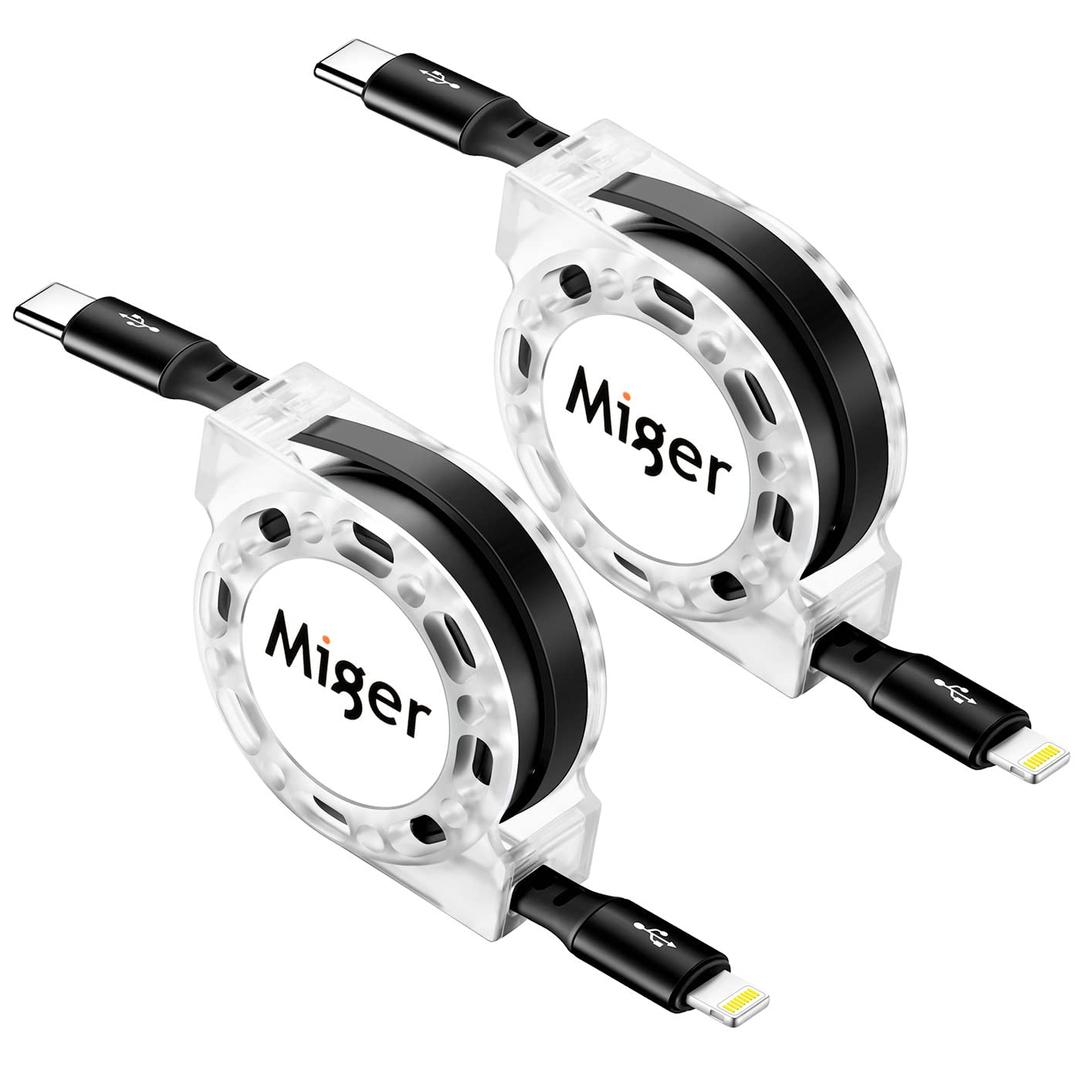 5 x Miger USB C to Lightning Cable [2Pack 4FT] Retractable iPhone Charger Fast Charging Type C to Lightning Cable Charger Cord MFi Certified for iPhone 14 13 12 11 Pro Max Mini XS XR X 8 7 6s 6 Plus 6 SE