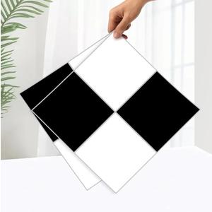 Lareko 20Sq.Ft Black&White Marble Peel and Stick Vinyl Floor Tiles,20 Tiles - 12" x 12",Waterfproof and Self Adhesive Vinyl Sticker Tiles,Laminate Flooring for for Kichen,Bathroom,Dining Room(Check)(54count)