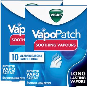 Vicks VapoPatch, Wearable Mess-Free Aroma Patch, Soothing & Comforting Non-Medicated Vicks Vapors, For Adults & Children Ages 6+, 5ct (2 pack) (6 Count (Pack of 2))