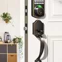 Veise Fingerprint Door Lock Set, Keyless Entry Door Lock, Front Handle Set, Electronic Keypad Deadbolt with Lever Handle, 2 Keys, Auto-Locking, One-time Codes, Easy to Install, Oil Rubbed Bronze