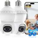 Light Bulb Security Camera,5G&2.4GHz WiFi 2K Security Cameras Wireless Outdoor/Indoor,AI Human Detection,Auto-Alarm,Color Night Vision,2-Way Talk,Bulb Cameras for Home Security 2PCS (White)