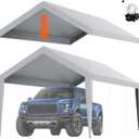 VEVOR Carport Replacement Canopy Cover 10 x 20 ft, Garage Top Tent Shelter Tarp Heavy-Duty Waterproof & UV Protected, Easy Installation with Ball Bungees,Grey (Only Top Cover, Frame Not Include)