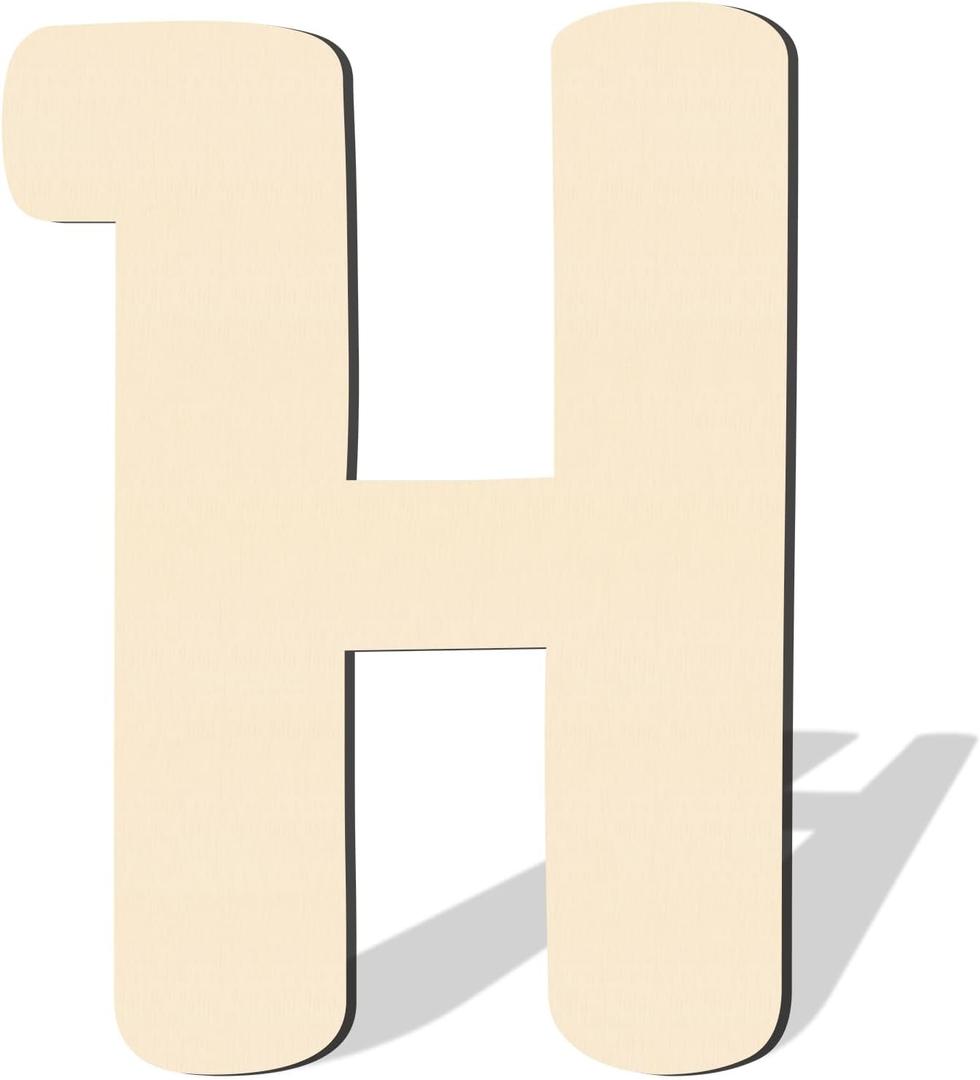 17 Inch Large Wooden Letters, Big Wooden Alphabet Letters for Wall Decor Paintable Large Thick Wood Letters H for Crafts Wooden Cutout Sign for Nursery Birthday Wedding Party Home Decoration