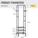 Garment Rack with Wheels,Small Metal Coat Rack With 4 Hooks,Freestanding Heavy Duty Clothing Rack with Shoe Shelves,Hanging Rod for Small Space,Bedroom,Entryway, Office, Living Room (Black)