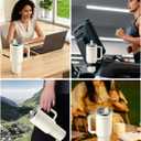 40 Oz Insulated Tumbler with Flip Straw Lid - 100% Leakproof, 100% Clean, Vacuum insulated Stainless Steel | BPA-Free, Handle & Cupholder Compatible - 24H Cold, Travel/Gym/Office (Cream)